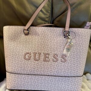 Guess Light Pink Monogram Tote